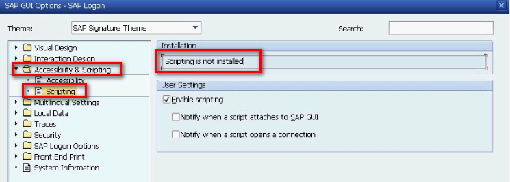 Scripting not installed