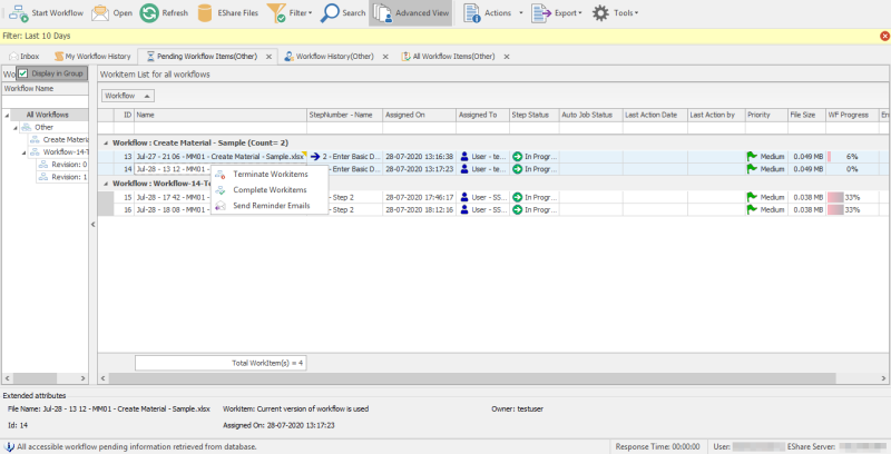Pending Workflow Items(Other) tab