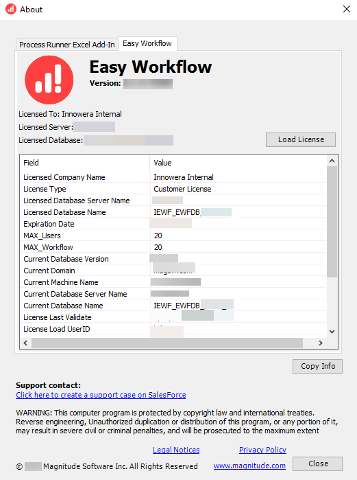 Install Easy Workflow license from Process Runner tab
