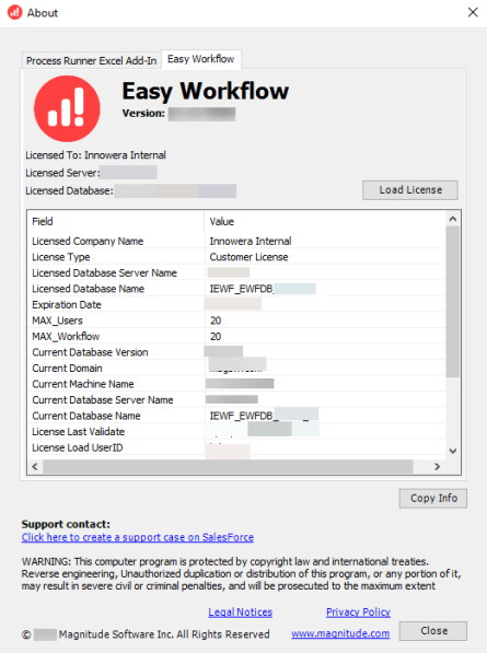Request for Easy Workflow License from Process Runner tab