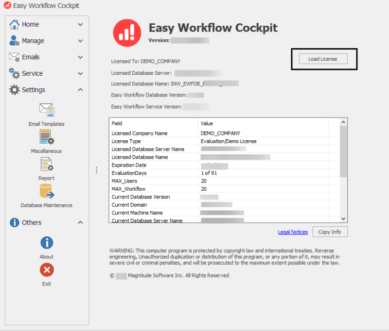 Install Easy Workflow Cockpit license