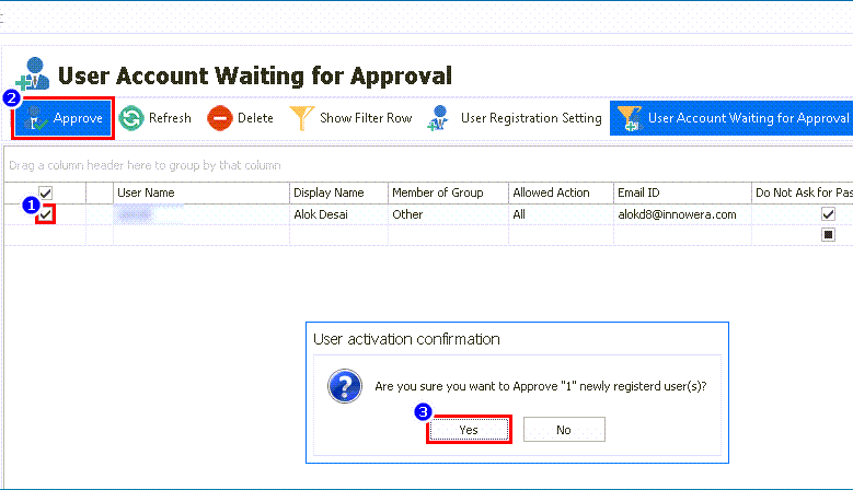 User Account Waiting for Approval