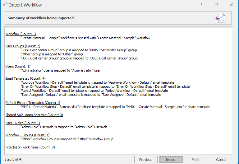 Import Workflow Summary