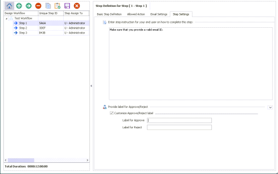 Step Setting tab