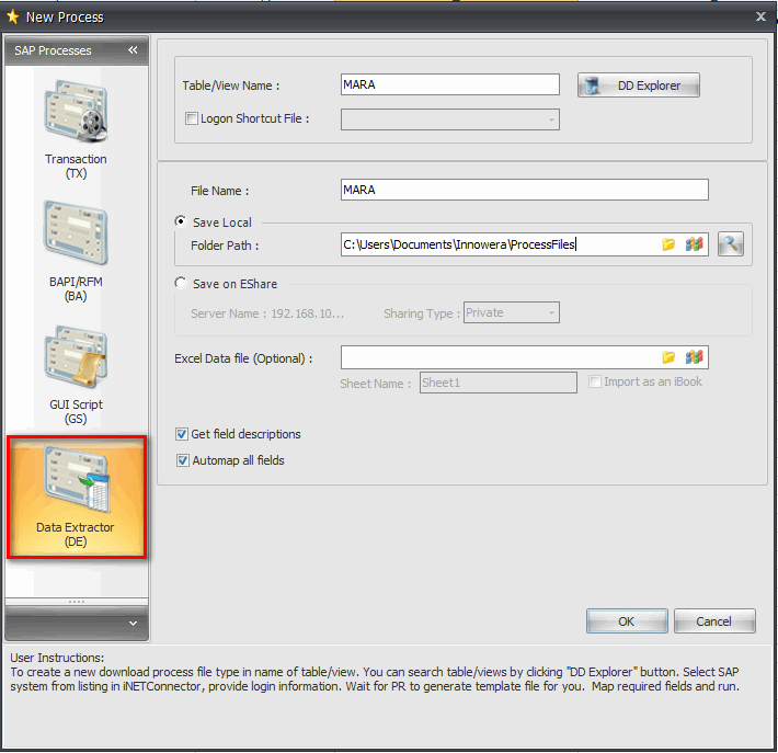 data extractor -new process