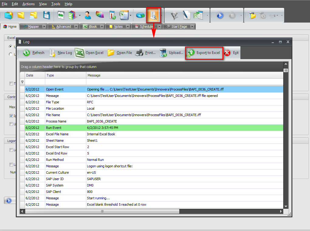 exportlogtoexcel