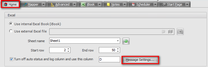 SAP mess setting