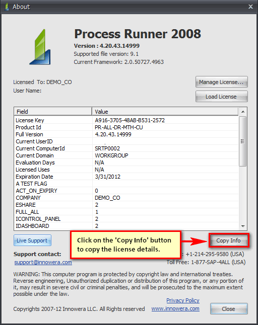 sending license details1