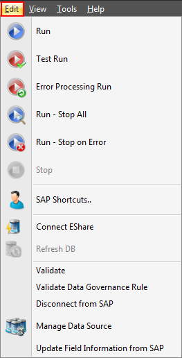 edit menu