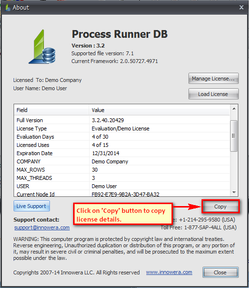 sending license detail