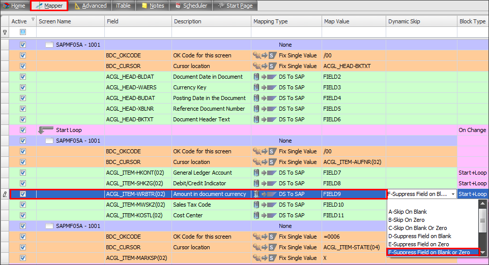 Mapper_Suppress field on blank or zero